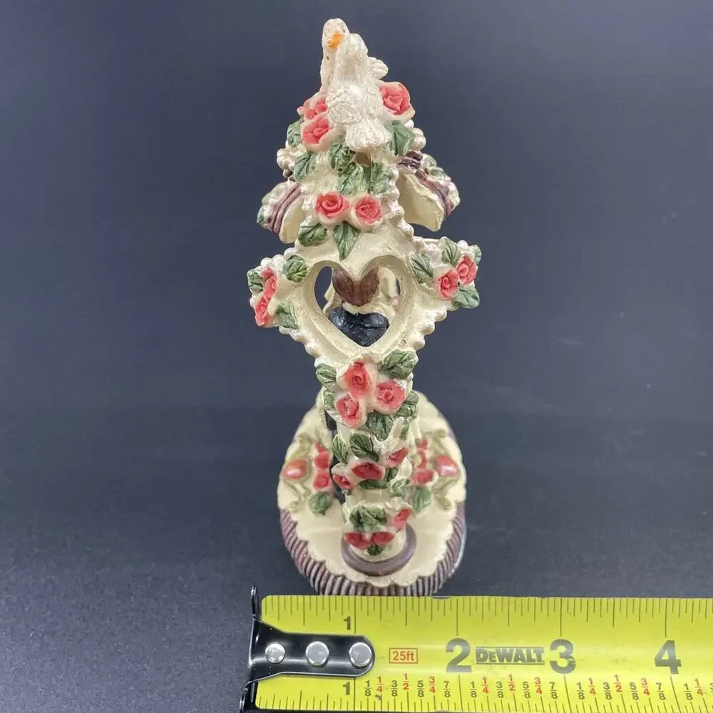 Vtg Arch Wedding Cake Topper Keepsake Bride Groom Roses Doves Hearts Antq Style